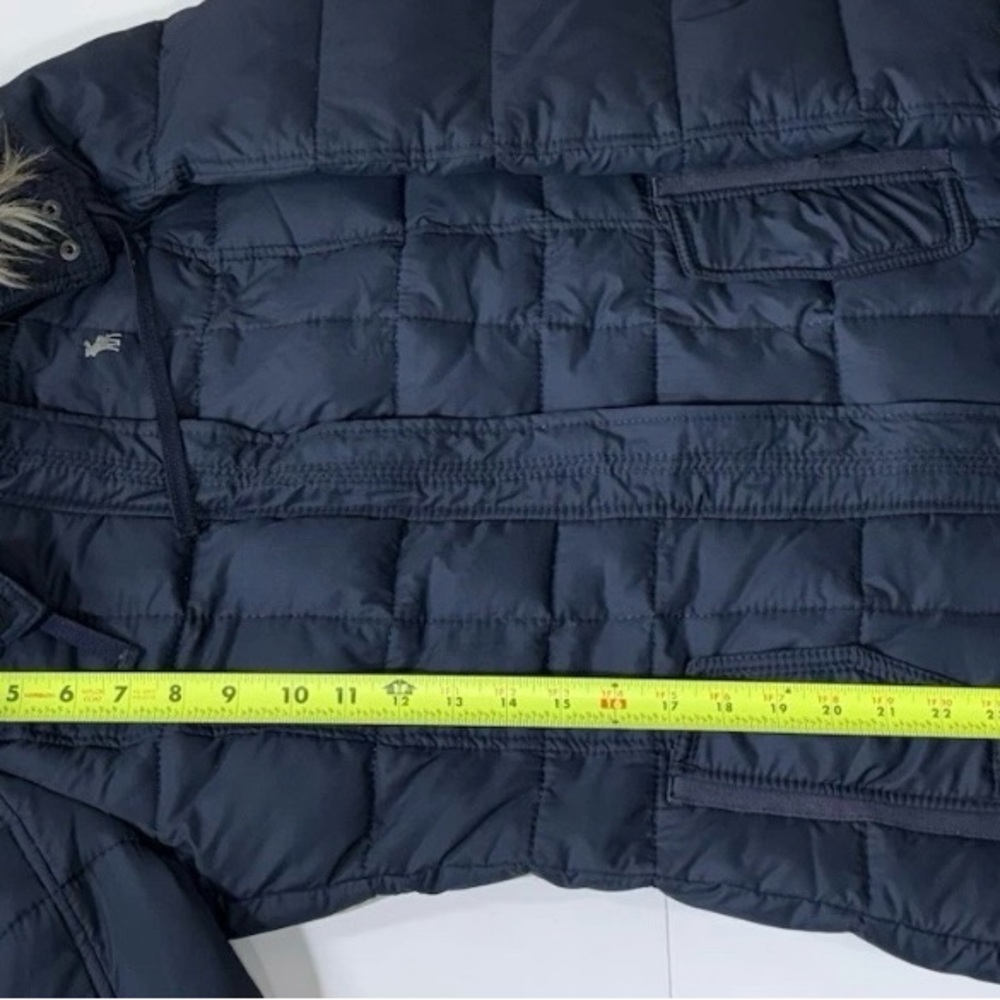 Abercrombie & Fitch Navy Puffer Coat with Faux Fur Trim - Picture 4 of 4